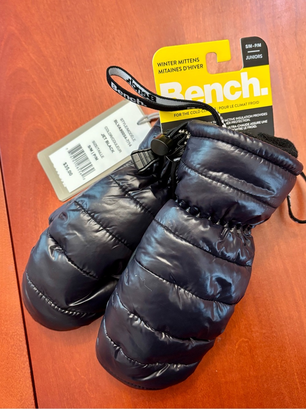 Bench Quilted Winter Mittens in Black Kids BRAND NEW